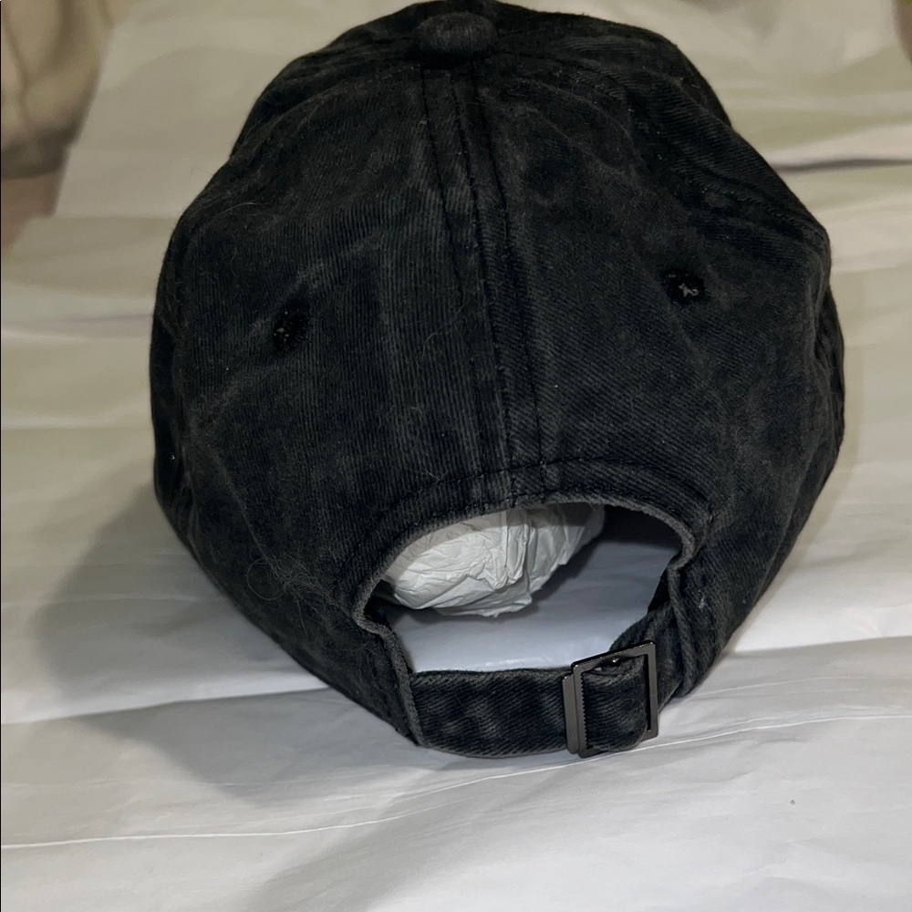 Charcoal washed style Skeleton Hand and Rose Embroidered Cap - Picture 2 of 3